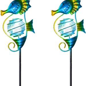 Solar Lights Outdoor 2 Pack, Metal Garden Decorative...