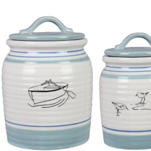 Young's Inc Ceramic Lake Cabin Canister Set with Coastal...