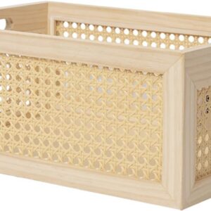 Rattan Storage Basket Wooden Box Wooden Storage Bins...