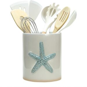 Ceramic Starfish Embossed Utensil Holder, Large Cooking...