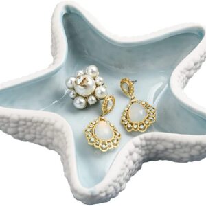 Starfish Ceramic Jewelry Dish Tray, Ring Holder and...