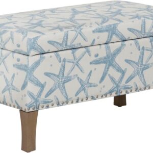 Linon Stephanie Cream and Light Blue Starfish Fully...