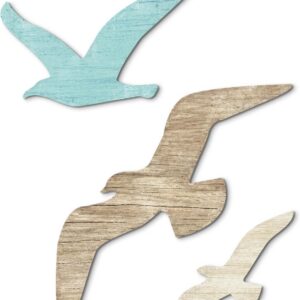 Putuo Decor 3pcs Wood Seagull Wall Decor Wooden Beach...