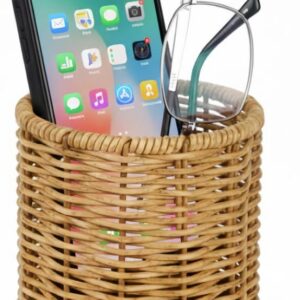 Synthetic Rattan Desk Organizer | Boho Handwoven...