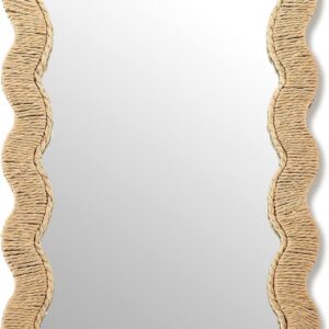 Junkin Boho Coastal Mirror Natural Wicker Scalloped...