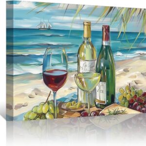 PBXBJY Coastal Canvas Wall Art Beach Picture Grapes and...