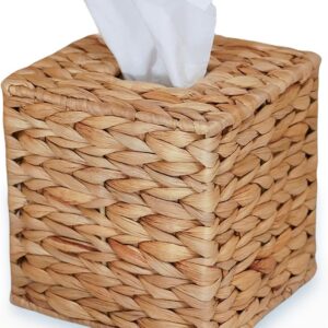 PINXIURY Water Hyacinth Handwoven Tissue Box Cover,...