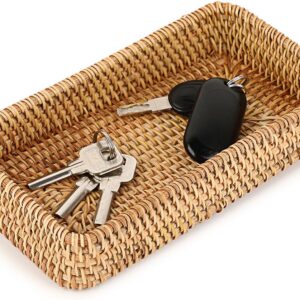 Hipiwe Key Basket for Entryway Table Natural Rattan...