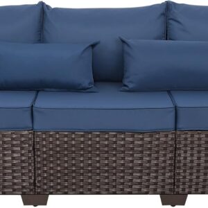 Rattaner 3-Seat Patio Wicker Sofa, Outdoor Rattan Couch...