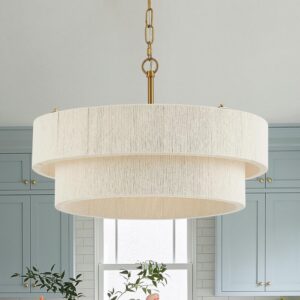 20”Hand Woven Rattan Chandelier Boho Pendant Light...