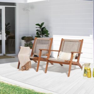 Verano Garden Set of 2 Patio Lounge Chair, Modern Acacia...