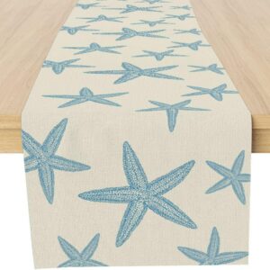 Blue Starfish Table Runner,Nautical Beach Table Runner...