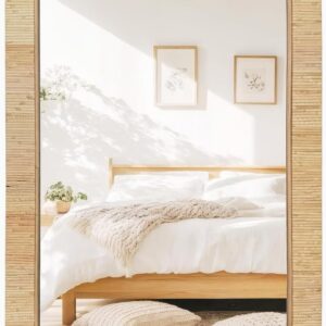 Rattan Rectangular Mirror 24x36, Boho Decorative Wall...