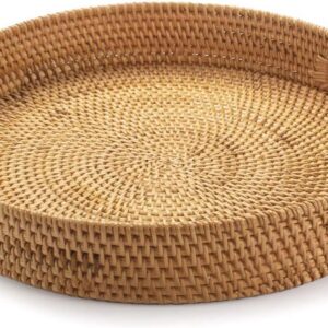 Rattan Round Serving Tray, Decorative Coffee Table Tray,...