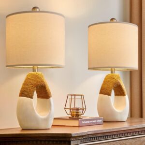 OYEARS 19'' Small Boho Table Lamps for Bedroom Set of 2,...