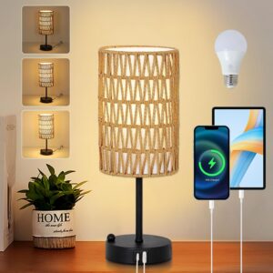 Touch Table Lamp For Bedroom with Bulb, Boho Small Desk...