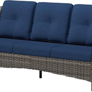 3 Seat Outdoor Couch, Wicker Patio Sofa with Thickened...