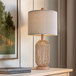OYEARS 21" Boho Table Lamp for Living Room, Bedside Lamp...