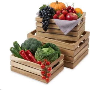 VICTORY RELAX Nesting Wood Storage Crates (Set of 3) -...
