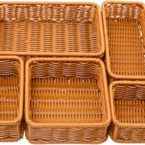 Drawer Organizers- Plastic Rattan Storage Trays for...
