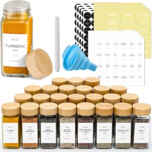 NETANY 24 Pcs Glass Spice Jars with Bamboo Lids, 4 oz...