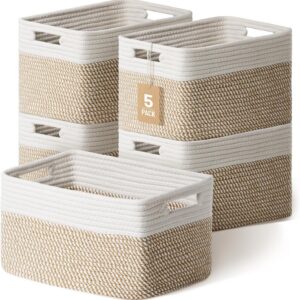 5 Pack Woven Storage Baskets for Shelves, Decorative...