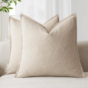 Foindtower Pack of 2, Decorative Linen Soild Throw...