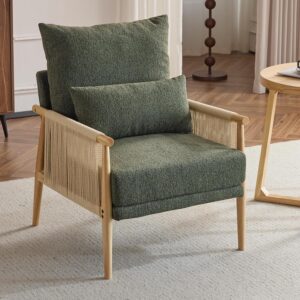 Karl home Cozy Chenille Accent Chair with Lumbar Pillow...
