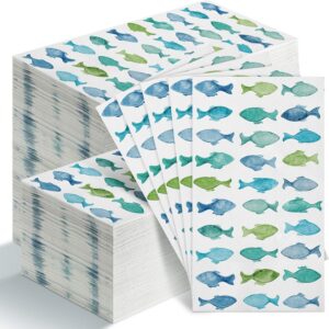 Seajan 200 Pcs Summer Fish Guest Napkins Ocean...