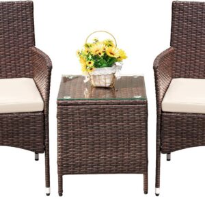 Devoko Patio Porch Furniture Sets 3 Pieces PE Rattan...