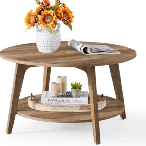 VASAGLE MAEZO Collection - Round Coffee Table, 2-Tier...