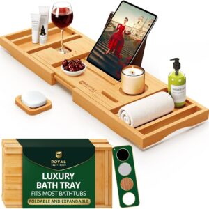 ROYAL CRAFT WOOD Premium Foldable Bathtub Tray Caddy -...