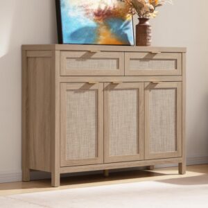 SICOTAS Rattan Sideboard Buffet Cabinet with Storage,...