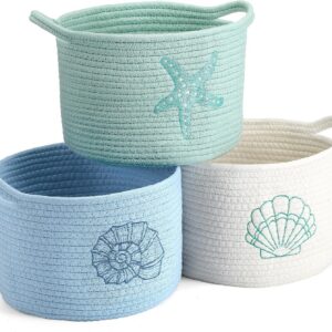Vesici 3 Pcs Coastal Seashell Starfish Woven Baskets...