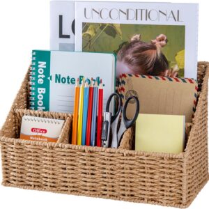 DINGTAI Rattan Desk Organizer, Tabletop Mail Holder, 5...