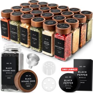 EDELHAUS® Square Spice Jars with Acacia Wooden Lid...