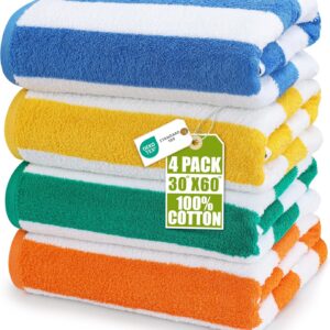 Utopia Towels Pack of 4 Cabana Beach Towels, Oversized...