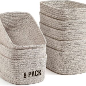 8 Pack Small Storage Baskets for Organizing, Woven Rope...