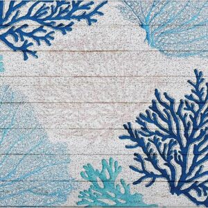 Blue Beach Door Mat - Beach Coastal Outdoor Welcome Mat,...