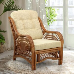 Malibu Lounge Living Accent Armchair Natural Rattan...