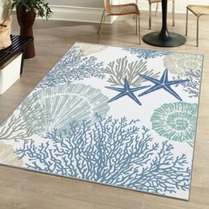 Tritard Coastal Area Rugs Nautical Beach Themed Non-Slip...