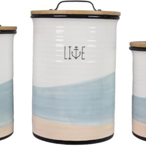Young's Inc Ceramic Lake Vibe Kitchen Canister Set of 3...