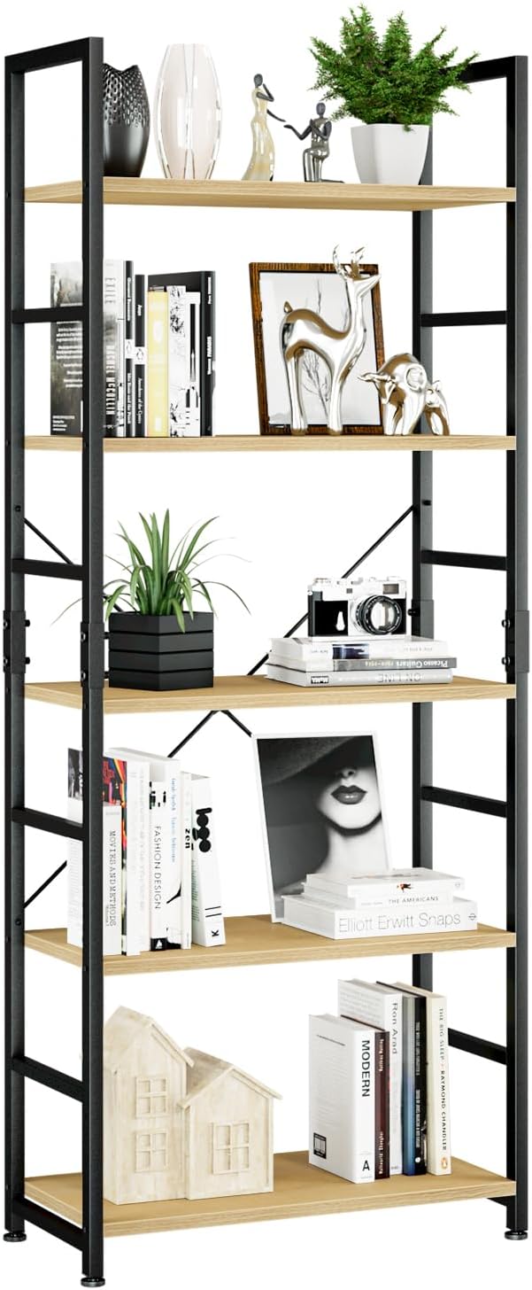 NUMENN 5 Tier Bookshelf, Tall Bookcase Shelf Storage... NUMENN 5 Tier Bookshelf, Tall Bookcase Shelf Storage...