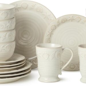 Coastline Cream 16-Piece Stoneware DINNERWARE...