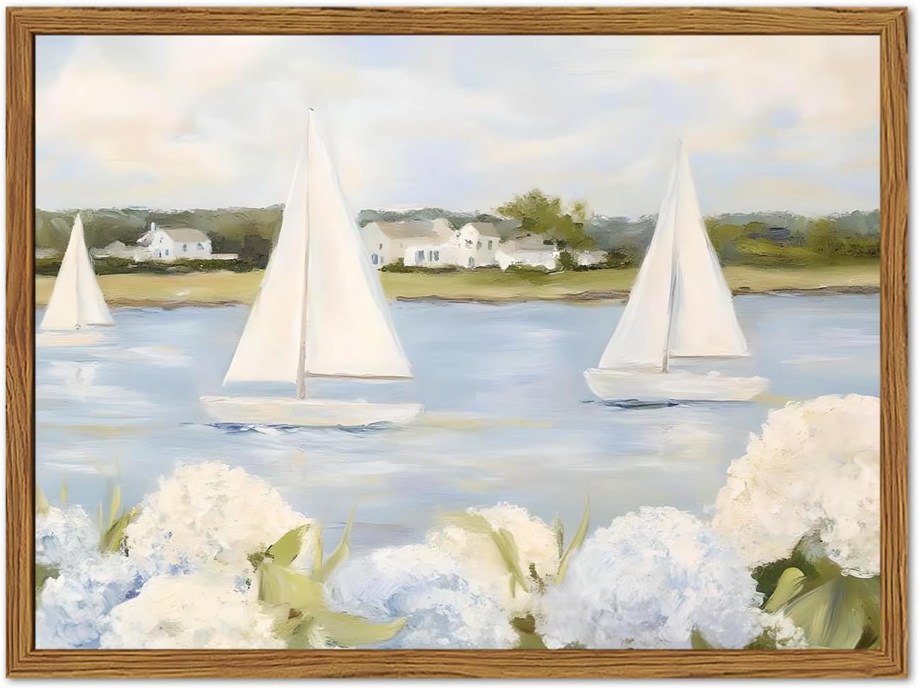 Framed Vintage Hydrangea Floral Wall Art, Blue Coastal... Framed Vintage Hydrangea Floral Wall Art, Blue Coastal...