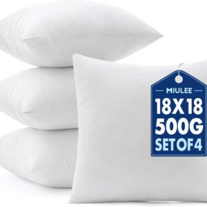 MIULEE Pillows Inserts, Pack of 4 18x18 Inch 100% Virgin...
