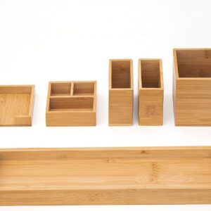 Bamboo Vanity Tray, 6-Piece Bathroom Countertop Vanity...