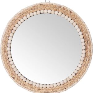 15 Inch Boho Round Hanging Wall Mirror Decorative Rattan...