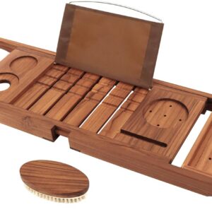 VaeFae Premium Teak Bathtub Tray, Expandable Wooden Bath...