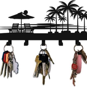 Tropical Style Key Holder Wall Mount with 7 Hooks, Key...
